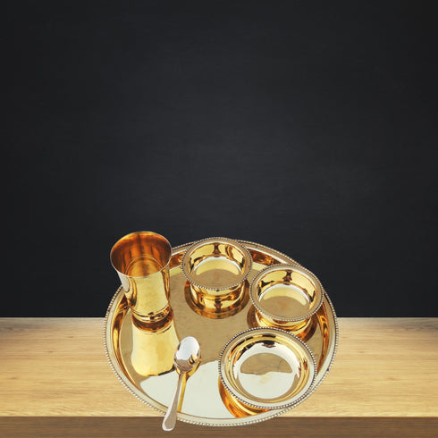 Pure Brass Thali Set 6 Pcs 1.01kg